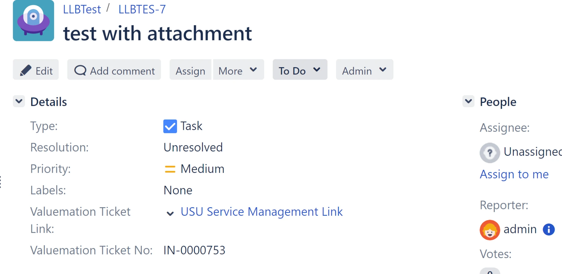 Links to USU Ticket and back to Jira